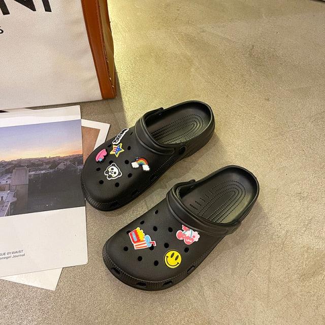 Gray Cute Summer Sandals Women Beach Sandals Non Slip Comfortable Lightweight Outdoor Sandals Woman Light Weight Quick Drying Slip-On Garden Clog Shoes Rubber Slipper Stevvex