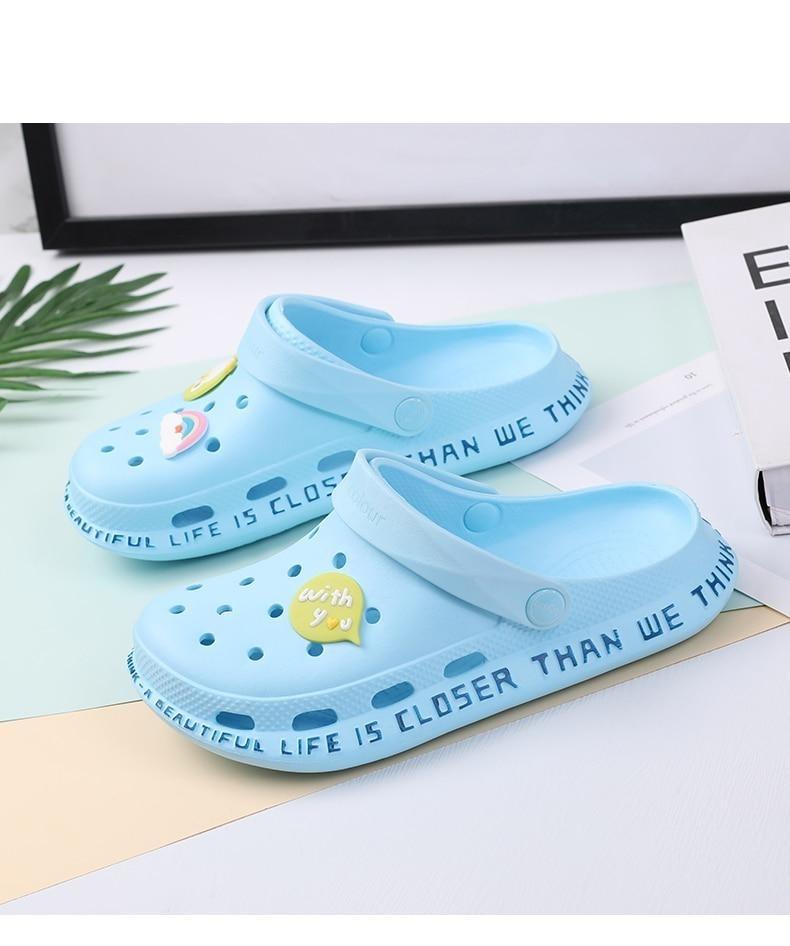 Gray Cute Summer Sandals Women Beach Sandals Non Slip Comfortable Lightweight Outdoor Sandals Woman Light Weight Quick Drying Slip-On Garden Clog Shoes Rubber Slipper Stevvex