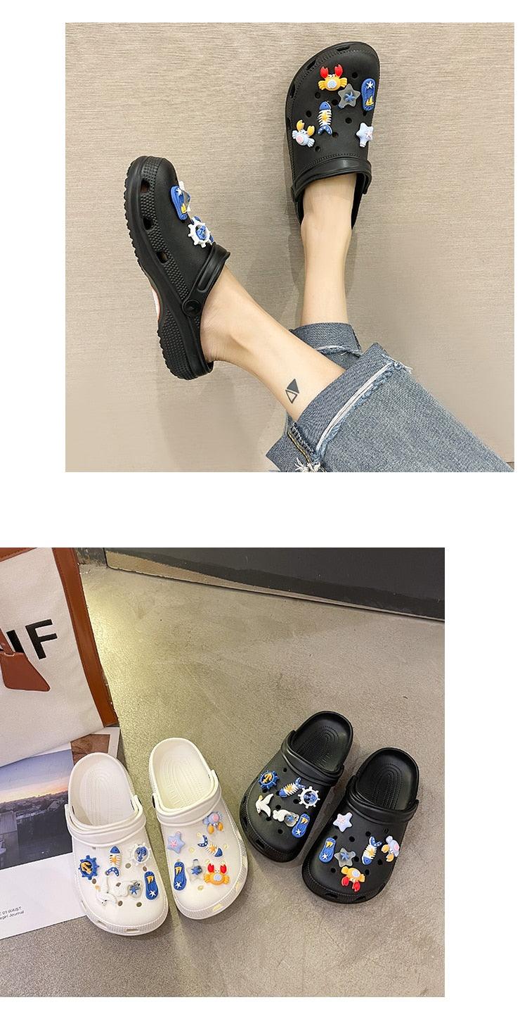 Gray Cute Summer Sandals Women Beach Sandals Non Slip Comfortable Lightweight Outdoor Sandals Woman Light Weight Quick Drying Slip-On Garden Clog Shoes Rubber Slipper Stevvex
