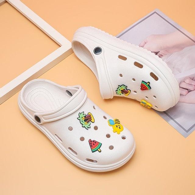 Gray Cute Summer Sandals Women Beach Sandals Non Slip Comfortable Lightweight Outdoor Sandals Woman Light Weight Quick Drying Slip-On Garden Clog Shoes Rubber Slipper Stevvex