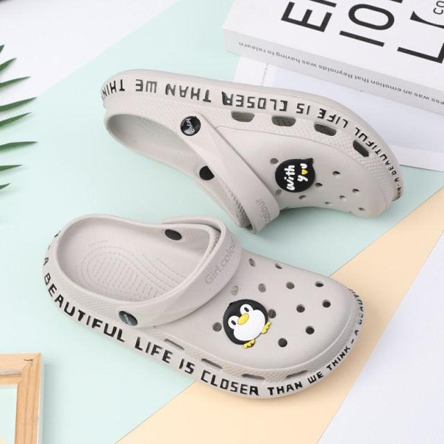 Gray Cute Summer Sandals Women Beach Sandals Non Slip Comfortable Lightweight Outdoor Sandals Woman Light Weight Quick Drying Slip-On Garden Clog Shoes Rubber Slipper Stevvex