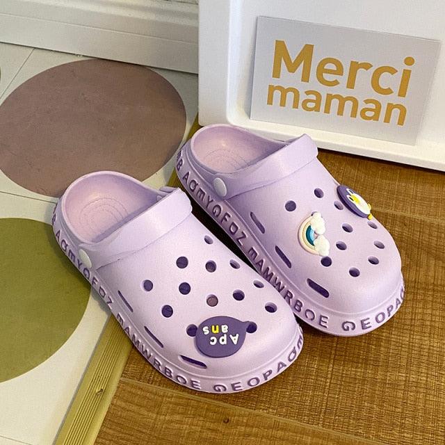 Gray Cute Summer Sandals Women Beach Sandals Non Slip Comfortable Lightweight Outdoor Sandals Woman Light Weight Quick Drying Slip-On Garden Clog Shoes Rubber Slipper Stevvex