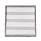 Gray White Striped Wooden Charger Tray 15x15x0.5 Inch Decorative Serving Tray Minimalist Home BandsCo Straps