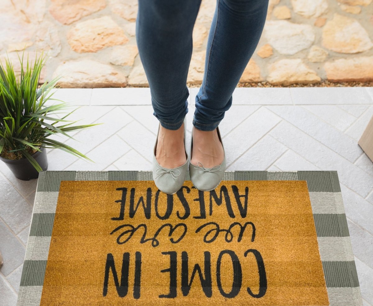 Gray Buffalo Check Doormat Base Mat Layering Backing For Welcome Mats Gingham Entryway Rug BandsCo Straps