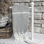 Turkish Hand Towel Oversized 100% Cotton Peshtemal Lightweight Absorbent BandsCo Straps