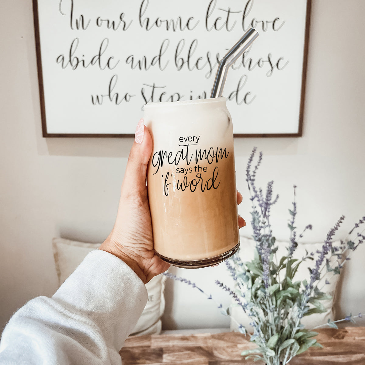 Every Great Mom 17oz Glass Tumbler With Bamboo Lid And Stainless Straws Gift For Mom