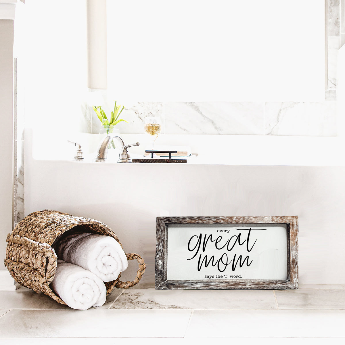 Funny Mom Sign Every Great Mom Says The F Word Wood Desk Or Wall Decor BandsCo Straps