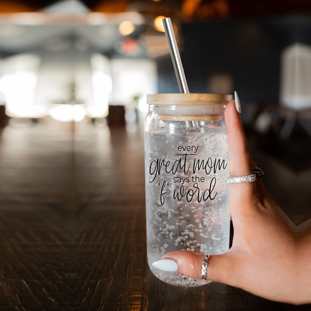 Every Great Mom 17oz Glass Tumbler With Bamboo Lid And Stainless Straws Gift For Mom
