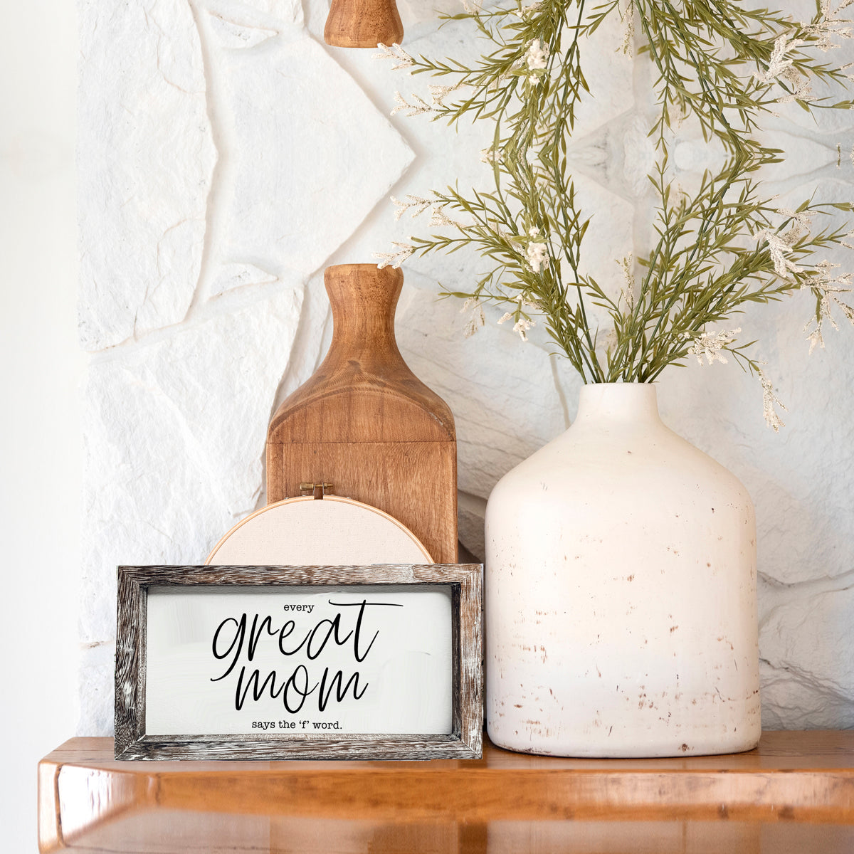 Funny Mom Sign Every Great Mom Says The F Word Wood Desk Or Wall Decor BandsCo Straps