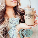 Every Great Mom 17oz Glass Tumbler With Bamboo Lid And Stainless Straws Gift For Mom