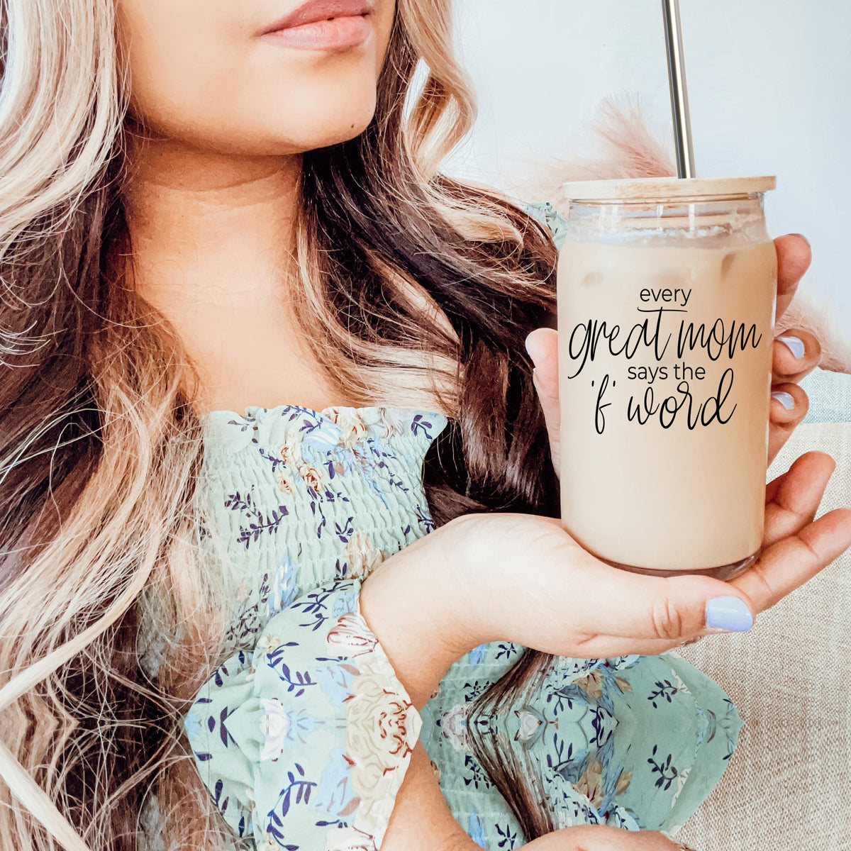 Every Great Mom 17oz Glass Tumbler With Bamboo Lid And Stainless Straws Gift For Mom
