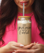 Every Great Mom 17oz Glass Tumbler With Bamboo Lid And Stainless Straws Gift For Mom