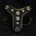 The ''Bijou'' harness Black & Green Small to Medium Size - SJB-DIAMOND ELITES