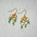 Green Agate Gold Dangle Earrings Boho Drop Lightweight