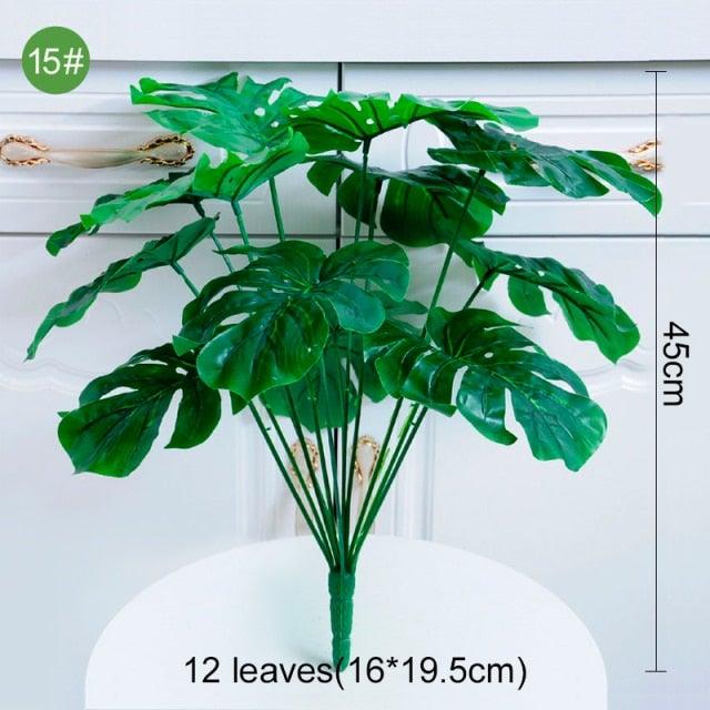 Green Artificial Palm Leaves Plastic Tropical Tree Fake  Indoor Outdoor Garden Home Outdoor Decorations Stevvex