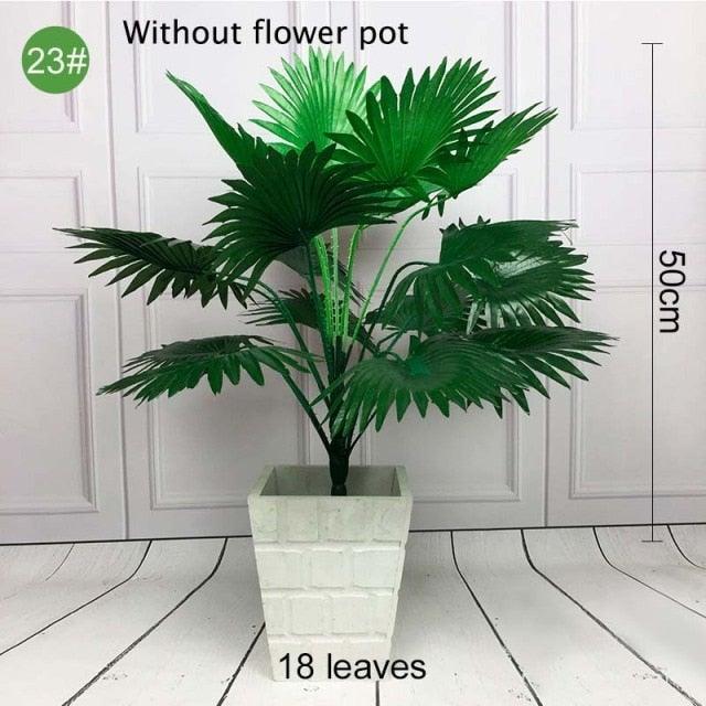 Green Artificial Palm Leaves Plastic Tropical Tree Fake  Indoor Outdoor Garden Home Outdoor Decorations Stevvex