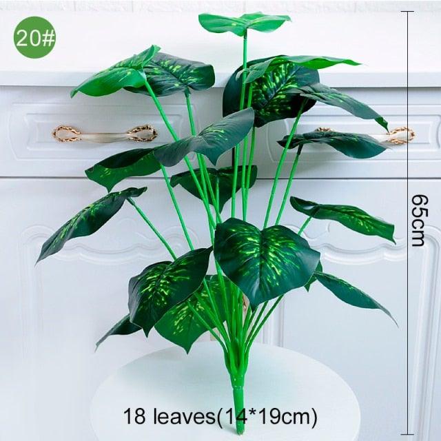 Green Artificial Palm Leaves Plastic Tropical Tree Fake  Indoor Outdoor Garden Home Outdoor Decorations Stevvex