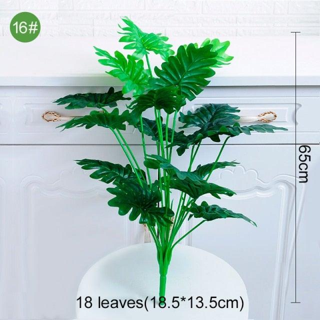 Green Artificial Palm Leaves Plastic Tropical Tree Fake  Indoor Outdoor Garden Home Outdoor Decorations Stevvex