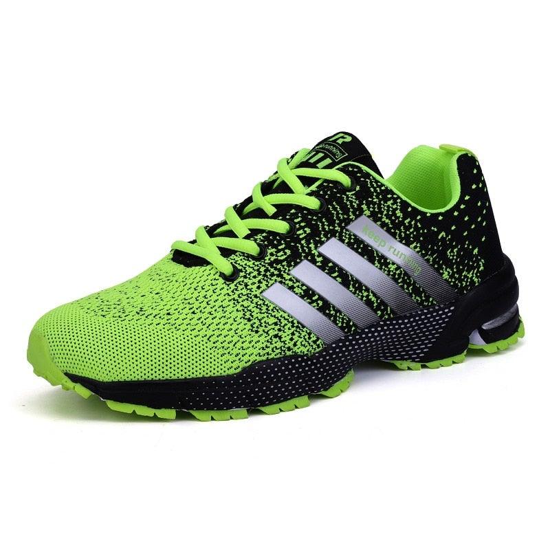 Green Breathable Mens Running Sneakers Outdoor Marathon Lightweight Running Mens Sport Shoes Athletic Footwear Breathable Comfortable Athletic Sport Sneakers Stevvex