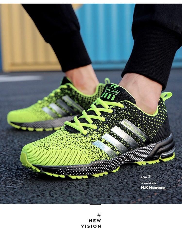 Green Breathable Mens Running Sneakers Outdoor Marathon Lightweight Running Mens Sport Shoes Athletic Footwear Breathable Comfortable Athletic Sport Sneakers Stevvex