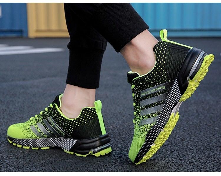 Green Breathable Mens Running Sneakers Outdoor Marathon Lightweight Running Mens Sport Shoes Athletic Footwear Breathable Comfortable Athletic Sport Sneakers Stevvex