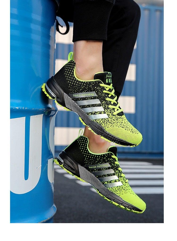 Green Breathable Mens Running Sneakers Outdoor Marathon Lightweight Running Mens Sport Shoes Athletic Footwear Breathable Comfortable Athletic Sport Sneakers Stevvex