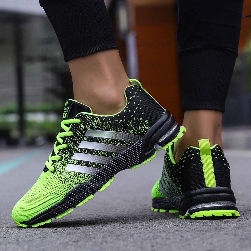 Green Breathable Mens Running Sneakers Outdoor Marathon Lightweight Running Mens Sport Shoes Athletic Footwear Breathable Comfortable Athletic Sport Sneakers Stevvex
