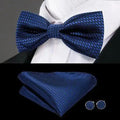 Green Color Silk Butterfly Pre-Tied Bow Tie Pocket Square Cufflinks Suit Set For Men Silk Adjustable Self Bowtie Formal Bowtie Set Stevvex