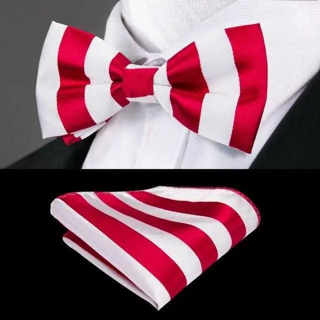 Green Color Silk Butterfly Pre-Tied Bow Tie Pocket Square Cufflinks Suit Set For Men Silk Adjustable Self Bowtie Formal Bowtie Set Stevvex