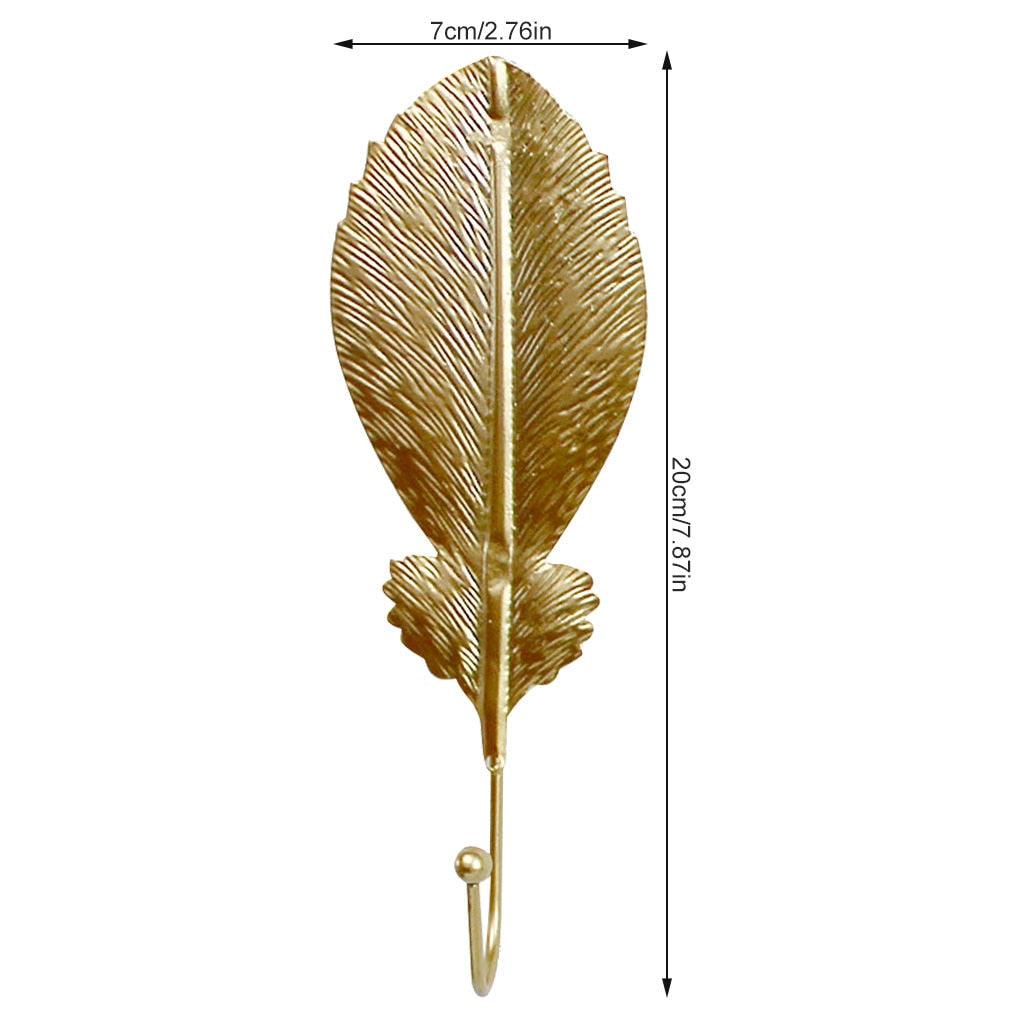 Green Gold Single Leaf Hanging Coat Hook Mini Wall Key Hook Home Decoration Modern Home Hanger Leaf Shape Coat Hooks Wall Mounted Hooks Stevvex