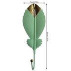 Green Gold Single Leaf Hanging Coat Hook Mini Wall Key Hook Home Decoration Modern Home Hanger Leaf Shape Coat Hooks Wall Mounted Hooks Stevvex