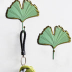 Green Gold Single Leaf Hanging Coat Hook Mini Wall Key Hook Home Decoration Modern Home Hanger Leaf Shape Coat Hooks Wall Mounted Hooks Stevvex
