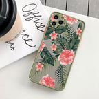 Green Leaves Plant Flower Phone Case for iphone 11 12 13 14 Pro Max Hard Back Shockproof Cover Floral Tropical Design with Slim Glossy Green Palm Leaves Pattern Case Stevvex