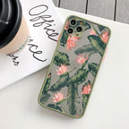 Green Leaves Plant Flower Phone Case for iphone 11 12 13 14 Pro Max Hard Back Shockproof Cover Floral Tropical Design with Slim Glossy Green Palm Leaves Pattern Case Stevvex