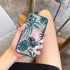 Green Leaves Plant Flower Phone Case for iphone 11 12 13 14 Pro Max Hard Back Shockproof Cover Floral Tropical Design with Slim Glossy Green Palm Leaves Pattern Case Stevvex