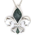Green Marble Lily Pendant Necklace Vintage Fleur Charm