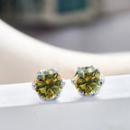 Pink Royal Blue Moissanite Stud Earrings S925 Sterling Silver 0.5 1 2 Ct Bride BandsCo Straps