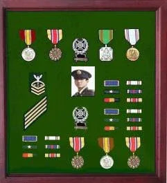 Medal Display Case Cherry Finish, crafted wood with a fine oak Or cherry finish The Military Gift Store