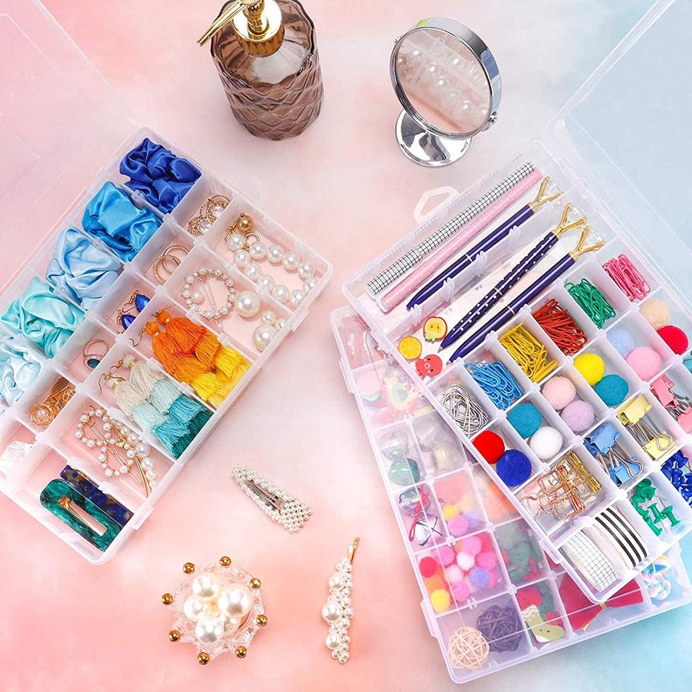 Grids Plastic Organizer Box Craft Organizer Storage with Adjustable Dividers Bead Box Fishing Tackles Box Jewelry Box Plastic Craft Storage Box Thick Hard Plastic Hobby Craft Storage Box Stevvex