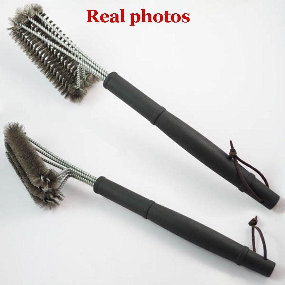 Grill Cleaning Brush BBQ Tool Grill Brush Stainless Steel Brushes Cleaning BBQ Accessories Best Cleaner Barbecue Stainless Steel Woven Wire Bristles Grill Brush Barbecue Grill Cleaner Safe Grill Cleaning Brush for Gas Charcoal Grilling Stevvex