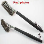 Grill Cleaning Brush BBQ Tool Grill Brush Stainless Steel Brushes Cleaning BBQ Accessories Best Cleaner Barbecue Stainless Steel Woven Wire Bristles Grill Brush Barbecue Grill Cleaner Safe Grill Cleaning Brush for Gas Charcoal Grilling Stevvex