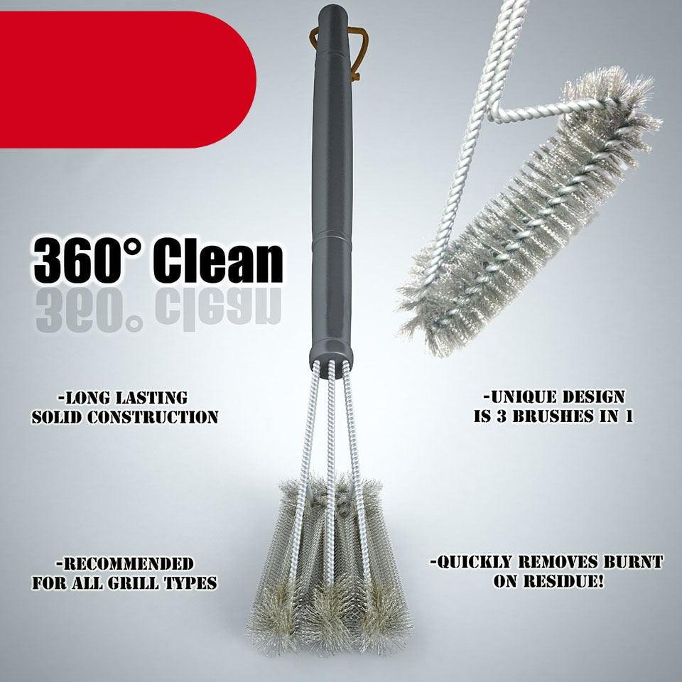Grill Cleaning Brush BBQ Tool Grill Brush Stainless Steel Brushes Cleaning BBQ Accessories Best Cleaner Barbecue Stainless Steel Woven Wire Bristles Grill Brush Barbecue Grill Cleaner Safe Grill Cleaning Brush for Gas Charcoal Grilling Stevvex
