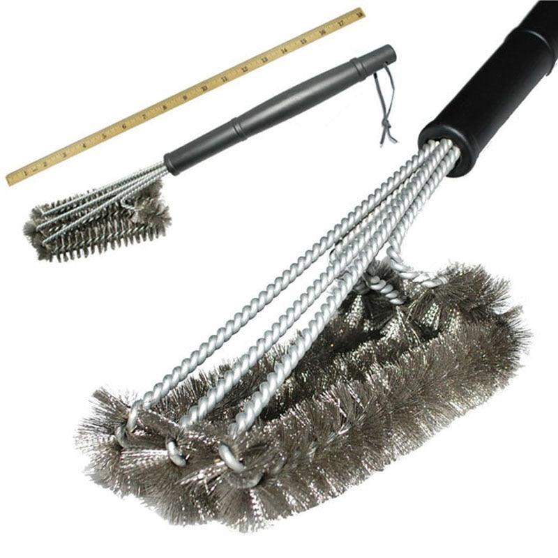 Grill Cleaning Brush BBQ Tool Grill Brush Stainless Steel Brushes Cleaning BBQ Accessories Best Cleaner Barbecue Stainless Steel Woven Wire Bristles Grill Brush Barbecue Grill Cleaner Safe Grill Cleaning Brush for Gas Charcoal Grilling Stevvex