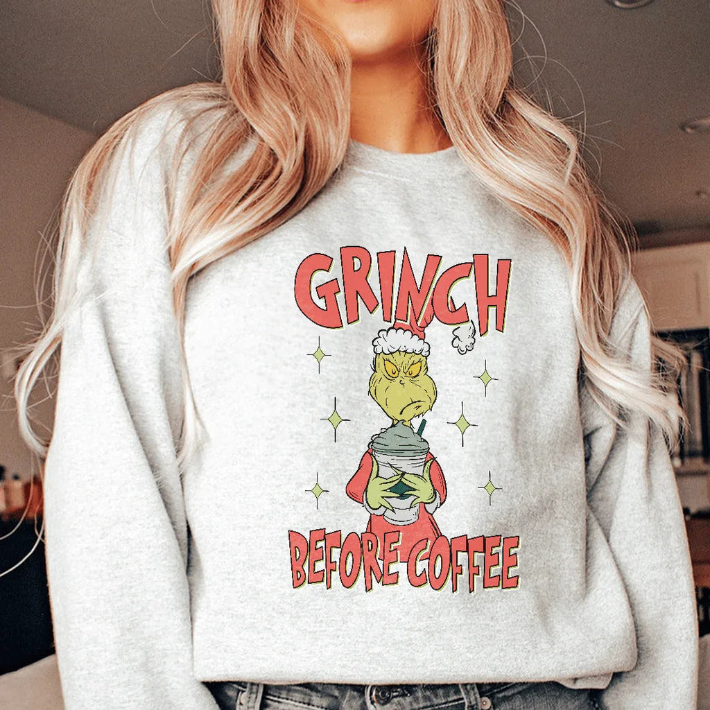 Grinch Before Coffee Sweatshirt Peachy Sunday