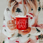 Grinch Face Mug 14.5oz Ceramic Campfire Mug Red Green Funny Holiday Coffee Cup BandsCo Straps
