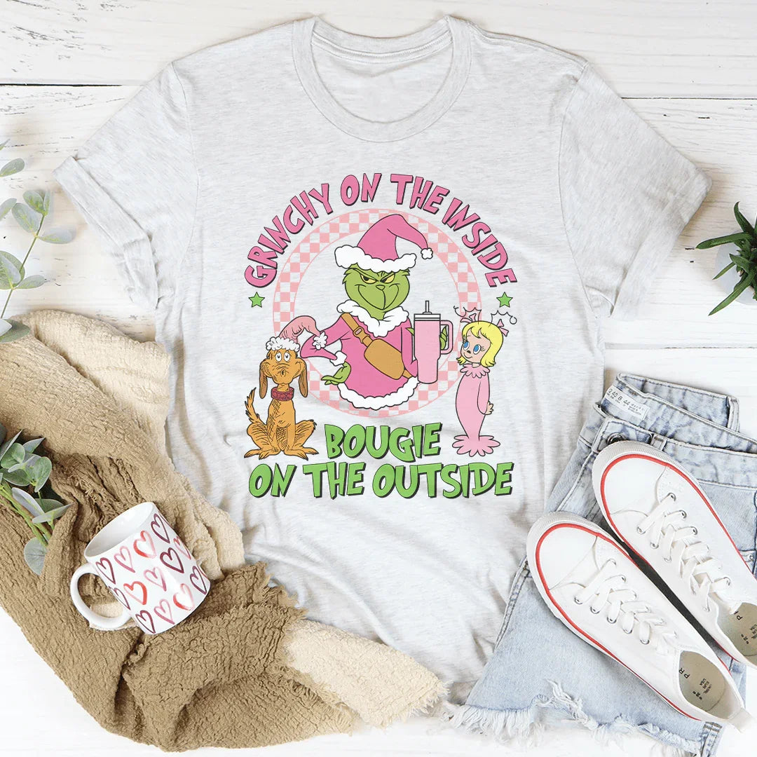 Grinchy On The Inside Bougie On The Outside Tee Peachy Sunday