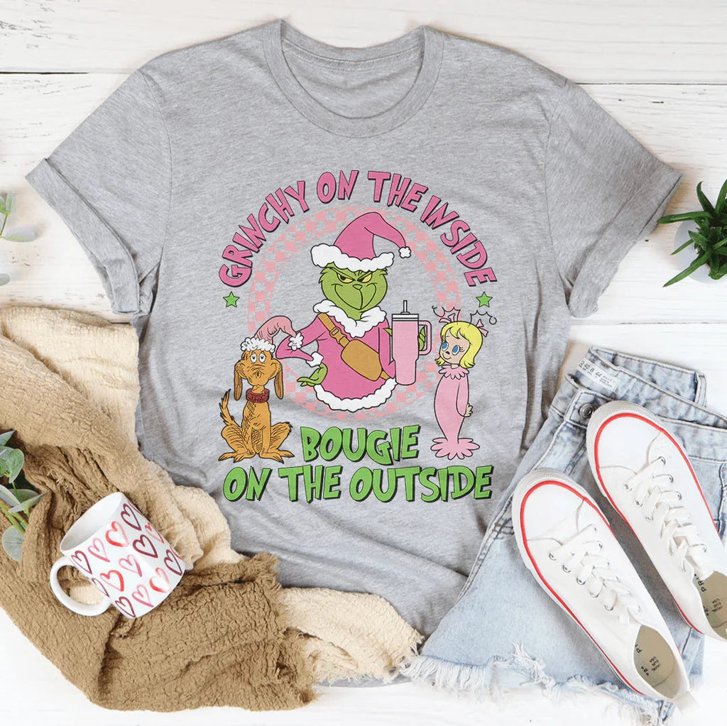 Grinchy On The Inside Bougie On The Outside Tee Peachy Sunday