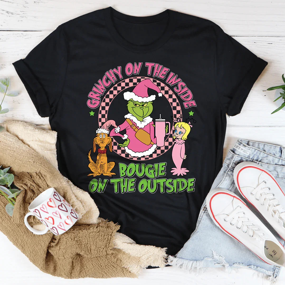 Grinchy On The Inside Bougie On The Outside Tee Peachy Sunday