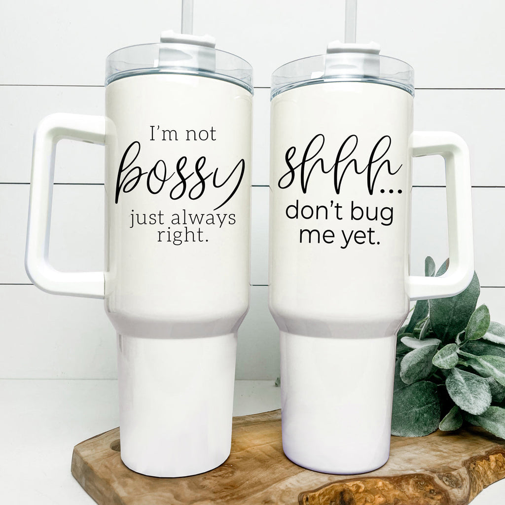 Don't Bug Me 40oz Insulated Tumbler With Handle Lid Straw Travel Mug BandsCo Straps