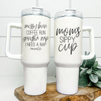Mom Sippy Cup 40oz Insulated Travel Mug With Handle Lid And Straw BandsCo Straps